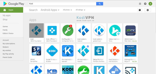 configurer Kodi à l'aide de Play Store sur le bouclier NVIDIA
